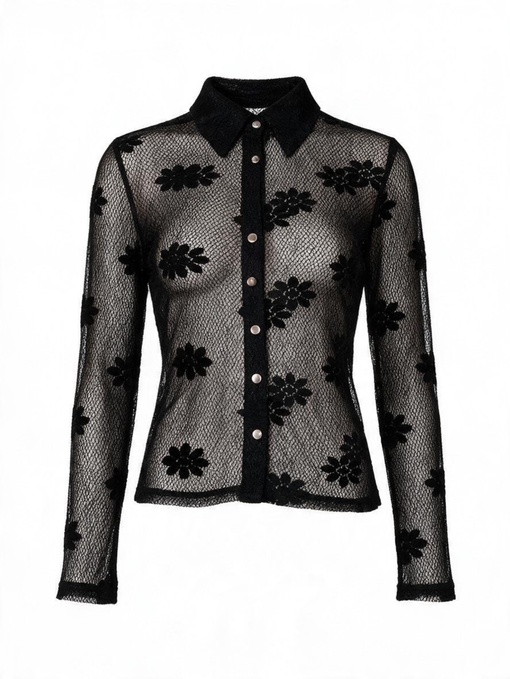 COTTURA CALIFORNIA SHEER LACE BUTTON-UP